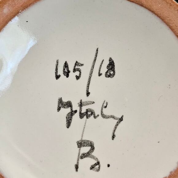 Vintage Italian Majolica Earthenware Vase - Hand Painted & Numbered Italy 7" - Picture 5 of 10